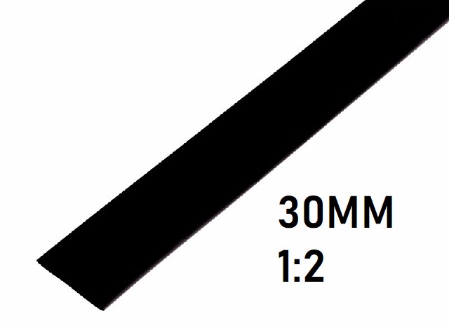 Термоусадка 30мм (1м, черная, усадка 1:2)