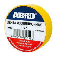 Изолента  ПВХ  ABRO желтая 19х18.2м
